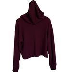 Hollister Burgundy Waffle Oversized Cropped Hoodie Sweater Medium Photo 1