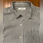 frame denim FRAME Tie Front Button-Down Black & White Stripe Cotton Shirt Top Blouse Size XS Photo 11