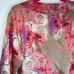 Robert Kitchen XL Blouse Cotton Silk Blend 3/4 Sleeve Rose Floral Tunic Photo 5