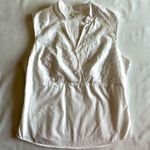 J.Jill  White Embroidered Eyelet Lace Collared Tank Sz M Fairy Boho Preppy Tennis Photo 0