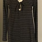Francesca's Gray & Black Striped Long Sleeve Dress Photo 1