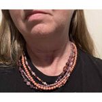 NY & Co pink & lavender stranded necklace choker fashion jewelry‎ signed AOI Photo 4