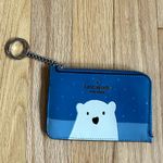 Kate Spade arctic friends polar bear leather L-zip card holder wallet key ring Photo 2