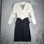 Variations Dress Womens Small Black Ivory Peplum Glam Party Retro Vintage 80s Photo 1