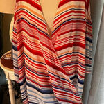 Sunny Leigh Sunny‎ Leigh Woman crossover sheer striped red white blue blouse size 3X Photo 0
