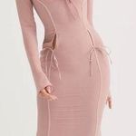 House Of CB NWT  'Ophelia' Crystal Cutout Midi Dress dusty pink balletcore sheer Photo 0