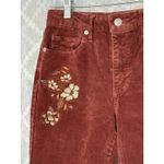 Forever 21 Vintage Y2K 90s Boho Embroidered Corduroy Bell Bottom Pants Maroon Floral Medium Photo 4