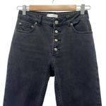 ANINE BING  Button Fly Raw Hem Mid Rise Slim Jeans Charcoal Black Size 26 | 2 Photo 2