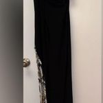 Mac Duggal NWOT  One Shoulder Cut Out Mirror Sequin  High Slit Black Gown Sz 0 Photo 3