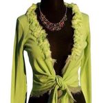 Cache Apple Green Embellished Hidden Bead Rhinestone Shrug Wrap Top New $118 NWT Photo 0