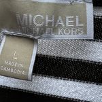 Michael Kors Women’s Striped Knit Sweater Size Large/green and white stripes Photo 2