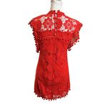 Tularosa Womens Clayton Tunic Pom Pom Mini Dress Red Lace Revolve Size XS Photo 6