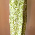 Grace Dresses 100% Silk Shift Dress Green White‎ Leaf Print Scallop Hem Size 16 Photo 0