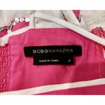 BCBGMAXAZRIA  Pink White Rose Silver Sequin Spaghetti Strap Waist Belt Dress 6 Photo 4