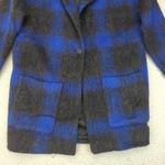 Armani Exchange  AX Coat Women's XS Oversized Blue‎ Black Plaid Wool Blend Jacket Photo 3