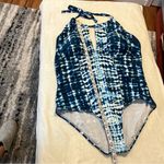 Mynah Blue and White One Piece Swimsuit High Neck Tie Dye Swimsuit size 22W Photo 4