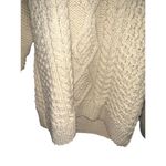 Ecru Vintage Heavy Weight Cable Knit Homemade Cowl Neck Sweater Women’s Large Photo 4