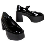 LARROUDE Black Patent Leather Olivia Platform Mary Jane Pump Chunky Women's 9.5 Photo 0