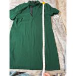 ZARA NWOT Dark Green Dress Choker Neck Line Women Small Short Sleeve Formal Photo 3