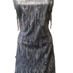 Lulus Making Magic Strappy Mini Dress XL Shimmery Fringe Ice Blue Criss Cross Photo 4