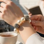 J.Crew Cream Pearl and Silver Crystal Bracelet Photo 1