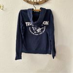 True Religion Buddha Navy Blue White Zip Hoodie Jacket Size Large Photo 3