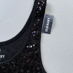 Old Navy  Women’s Size XS Tank Top Sleeveless Fitted Black Sequin Cotton Blend Photo 2
