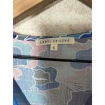 LABEL OF LOVE Blue Pink Floral Bell Sleeve Coverup Mini Dress Size S Retro Boho Photo 3