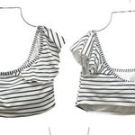 Vince Camuto  Bikini Set White & Black Stripes Ruffled Off Shoulder Size Small Photo 2