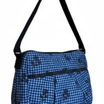 Le Sportsac Blue & Black Pleated Small Crossbody Floral Houndstooth Print, NWOT Photo 0