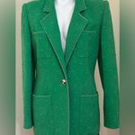 Tweed Emerald Green 1 Button Rope Edges Blazer 4 Deep Pockets & Belt Sz M/L Size M Photo 10