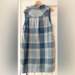 Cloth & Stone  Cotton Gauze Blue White Plaid Sleeveless‎ Dress Pockets Large Photo 1
