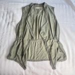 Max jeans  Womens Small Vest Top Sleeveless Olive Green Woven‎ Open Cinch Waist Photo 0