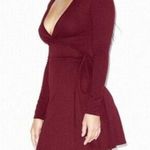 American Apparel Women's Burgundy Ponte Margot Long Sleeve Wrap Dress Size Large Photo 1