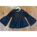 Anthropologie  Maeve black beaded bell sleeve top size 2 Photo 6