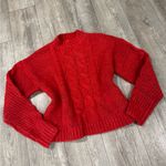 Treasure & Bond  Vibrant Red Cable Knit Sweater Photo 3