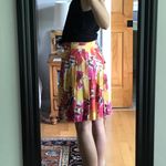 The Limited Vintage  Pink Yellow Floral Silk Cotton Pleated A Line Skirt Sz 6 Photo 2