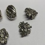 Lot Of 3 Women's Costume Earrings Rhinestone CLIP On Clip Photo 3