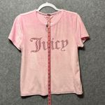 Juicy Couture Pink Velour Rhinestone Sleep Top Pajama Shirt Lounge Tee L Photo 3