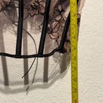 Victoria's Secret Black Pink Lace Bustier Corset Floral Lace Up 34DDD Mesh Nude Photo 8