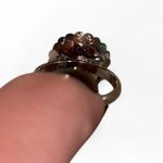 Vintage Sarah Coventry Silver Black Round Flower Medallion Adjustable Band Ring Photo 4