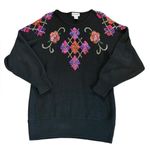 Vintage Victoria Jones Sequins Beaded Sweater Cotton Ramie Womens Large Black Photo 3
