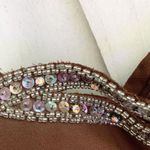 Vintage Sterling by Stone Ferris Brown Maxi Dress 8 Gown Formal Rhinestones Slit Photo 3