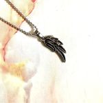 Silver tone half angel wing pendant necklace Photo 5