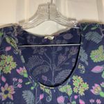 Fossil  Navy/Green Floral Print Scoop Neck Blouse Medium Photo 2