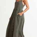 Evereve Lila Gauze Buttondown Dress Sage Green Photo 0