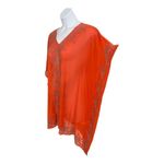 Roaman's Orange Beaded Crinkle Tunic Blouse Plus Size 1X(22/24 Sheer Cover Photo 3