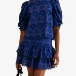 Farm Rio NWT  3D Star Embroidery Top Blouses Shirt Blue Size M Short Sleeve Photo 1