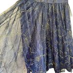 St Gillian Sportswear Vintage Drop Waist Maxi Skirt 6 Navy & Gold Sheer Fabric Blue Photo 4