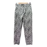 Lulus Creative Thinking Silver Black Metallic Zigzag High Waist Pants Sz Medium Photo 2